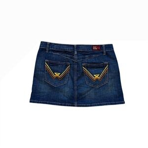 Y2K Hot Kiss micro mini denim darkwash skirt 9